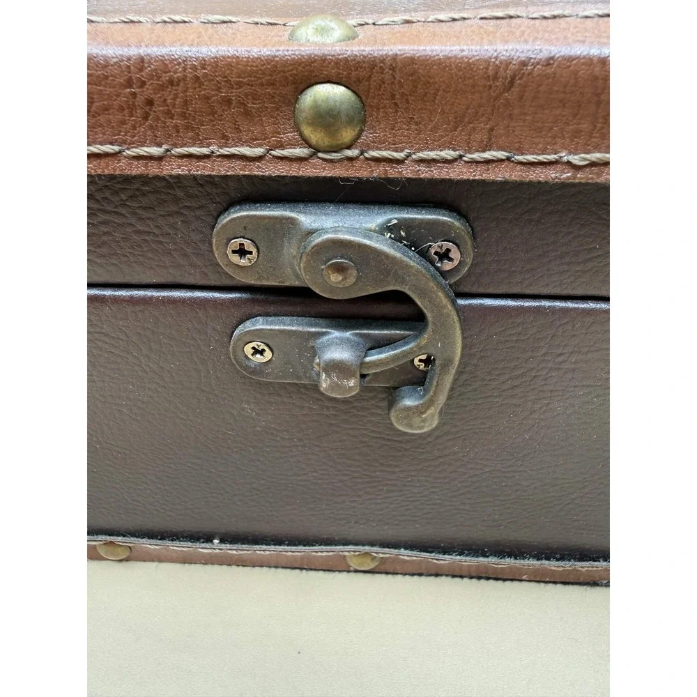 Unbranded Vintage Style Small Trunk Decorative Storage Box Faux Leather Brown